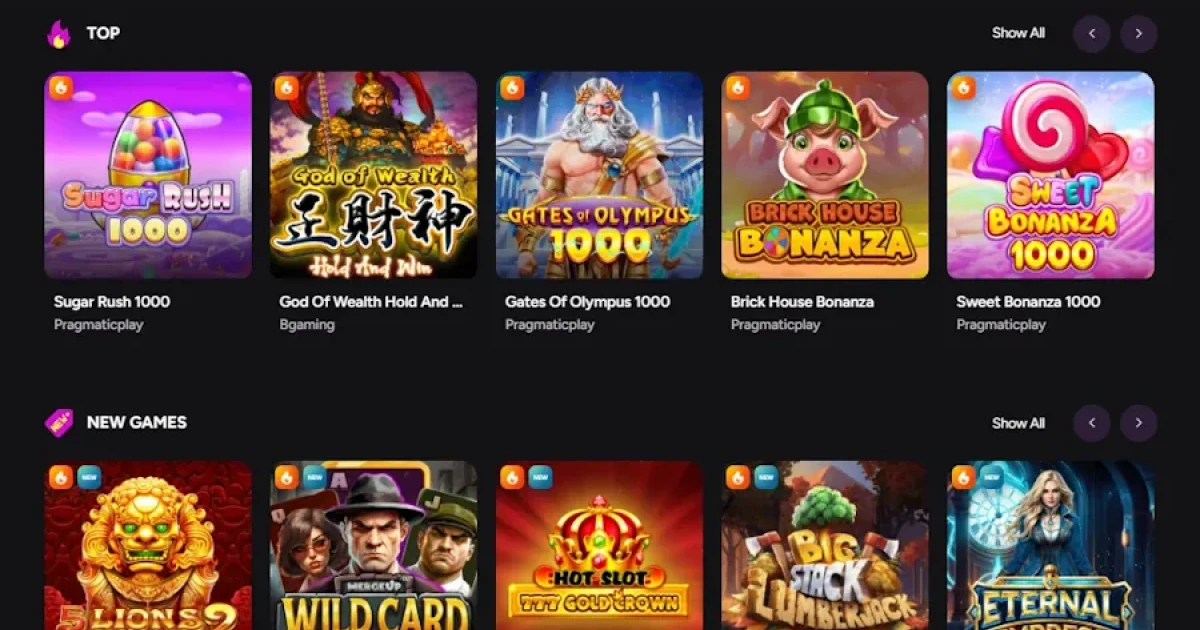 Casiny Online Casino lobby interface showing game selection on desktop and mobile.